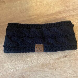 C.C Black Cable Knit Ear Warmer Headband With Fleece Lining